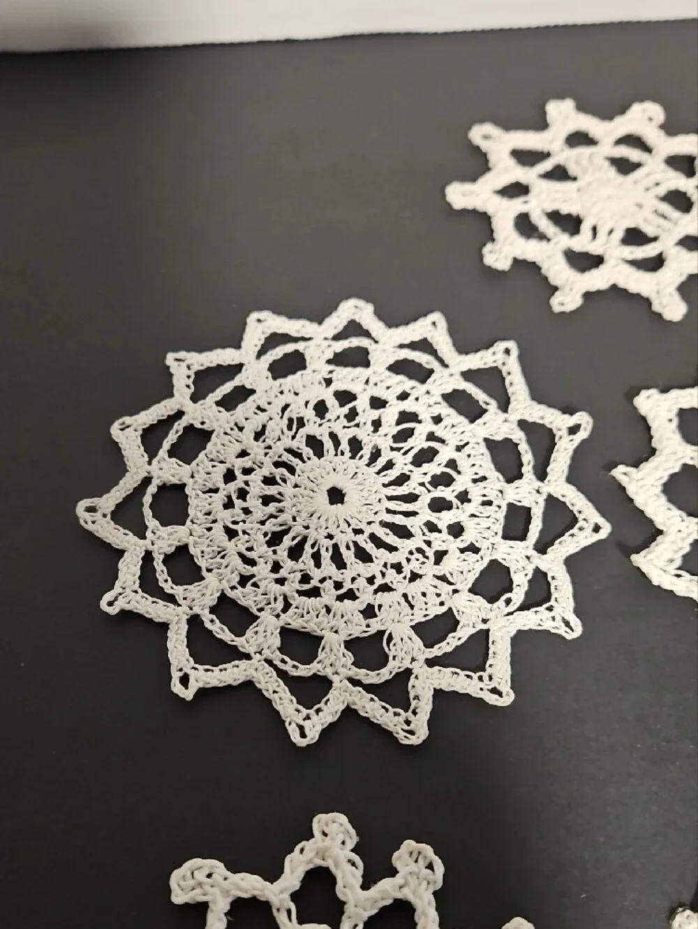 Vintage Handmade Crochet Snowflake Ornaments Set Of 9